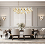 Люстра овальная с многослойными белыми и прозрачными подвесками Character Chandelier варинант исполнения - 6 | Loft Concept в Перми