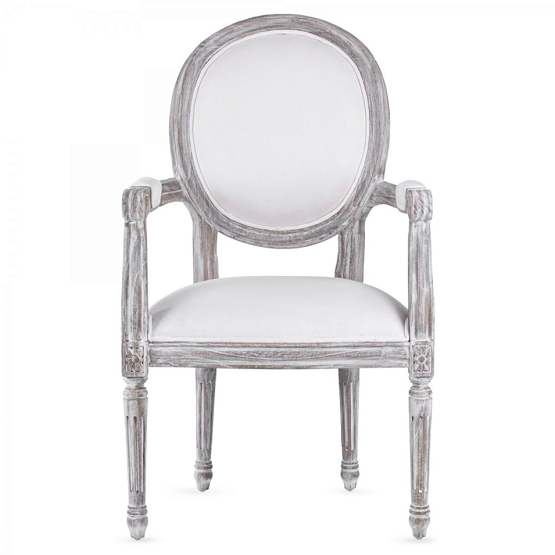Стул REGENCY MEDALLION ARMCHAIR Avory Linen Дерево Серый ivory ( слоновая кость ) в Перми | Loft Concept 