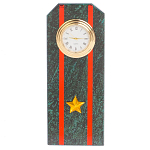 Часы погон ВС подарочные настольные из натурального камня Змеевик Military Clock варинант исполнения - 7 | Loft Concept в Перми