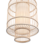 Подвесной светильник из деревянных прутьев с плафоном из натуральной ткани Light Inside the Cell варинант исполнения - 5 | Loft Concept в Перми
