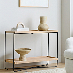 Консоль деревянной столешницей и полкой Wooden Table Top and Shelf варинант исполнения - 6 | Loft Concept в Перми