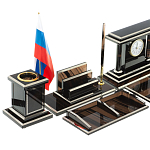 Настольный письменный набор с часами из природного камня обсидиана Team leader варинант исполнения - 3 | Loft Concept в Перми