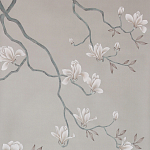 Обои ручная роспись Magnolia Canopy Original Colourway on Oyster Shell metallic silk варинант исполнения - 2 | Loft Concept в Перми