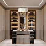 Люстра подвесная круглая с тканевым полупрозрачным абажуром и подвесками 4 лампы Gilded Elegance варинант исполнения - 8 | Loft Concept в Перми