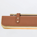 Подвесной светильник линейный латунного цвета в кожаном коричневом чехле и декоративными ремешками Alora варинант исполнения - 4 | Loft Concept в Перми