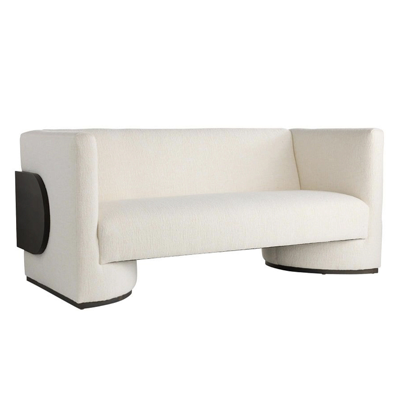Дизайнерский Двухместный диван Florida Sofa с элегантным деревянным декором Белый Черный Дизайнерский Двухместный диван Florida Sofa с элегантным деревянным декором Белый Черный в Перми | Loft Concept