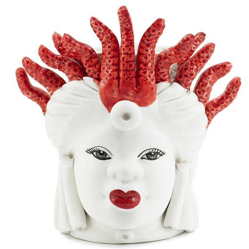 Ваза Vase Moro Lady Small Medusa Red Белый Красный Ваза Vase Moro Lady Small Medusa Red Белый Красный в Перми | Loft Concept