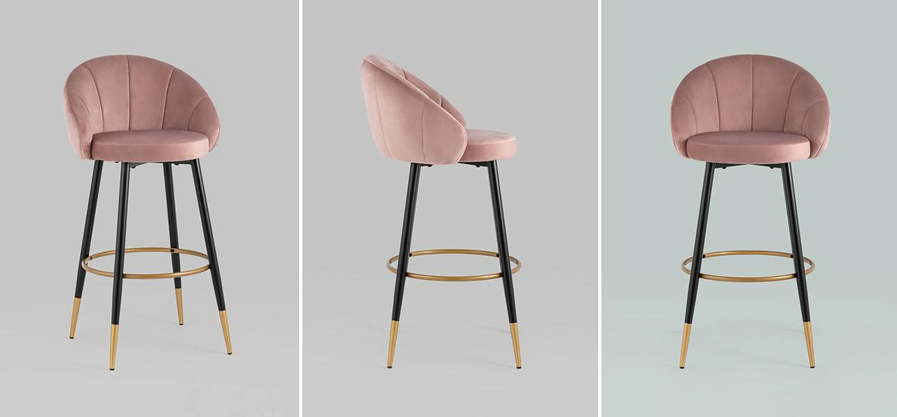 Барный Стул Alberto Chair Розовый Велюр Барный Стул Alberto Chair Розовый Велюр - Loft-Concept в Перми