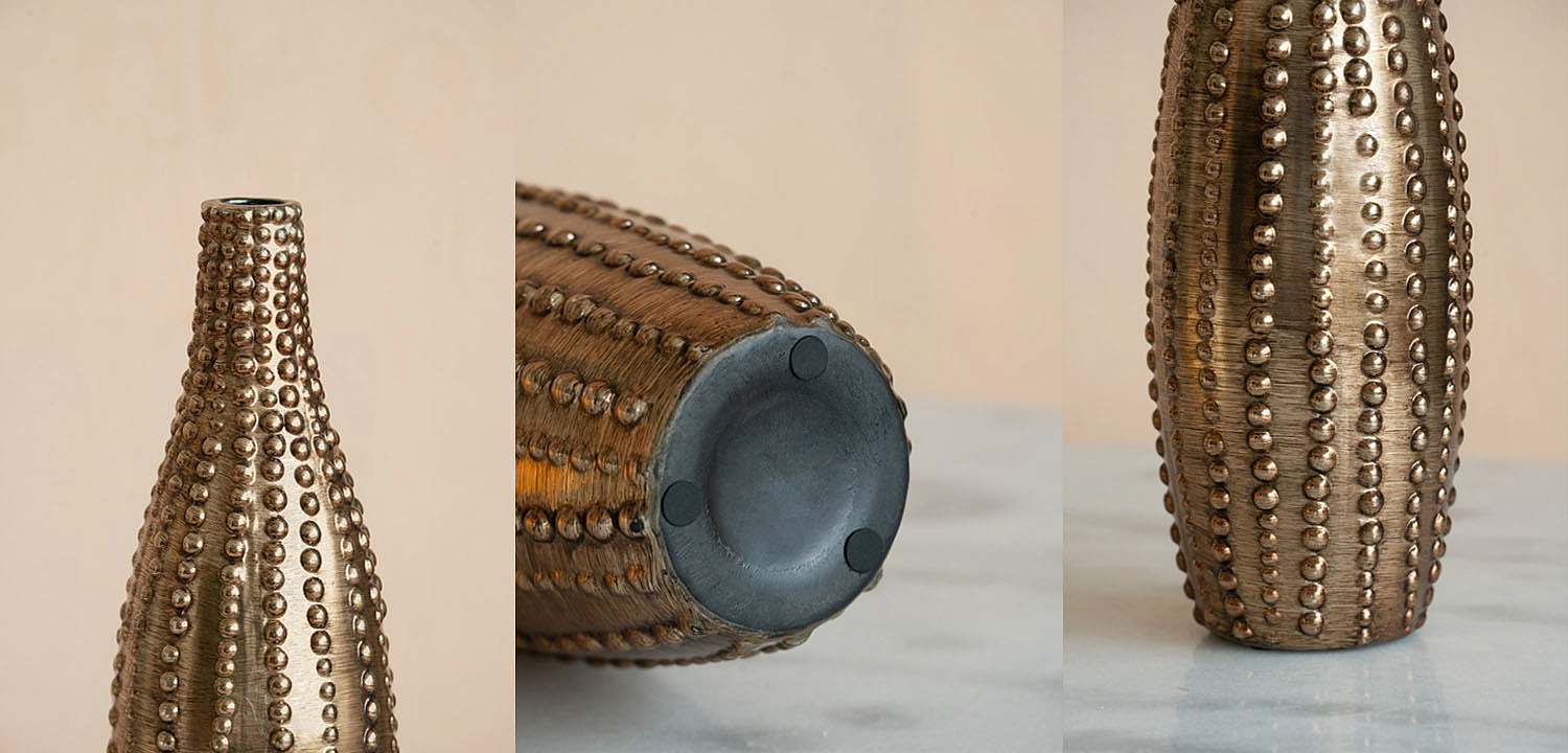 Ваза Ribbed Vase Narrow Throat bronze-gold 34 Ваза Ribbed Vase Narrow Throat bronze-gold 34 - Loft-Concept в Перми
