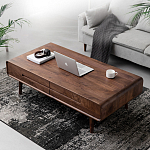 Кофейный стол из массива дерева с выдвижными ящиками Coffee Walnut Table варинант исполнения - 1 | Loft Concept в Перми