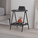 Стол приставной с 2-мя круглыми столешницами цвета антрацит ESSEL SIDE TABLE ANTHRACITE варинант исполнения - 3 | Loft Concept в Перми