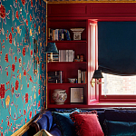 Обои с вышивкой ручной работы Flora Rio colourway on Liso Pine wool sateen варинант исполнения - 2 | Loft Concept в Перми