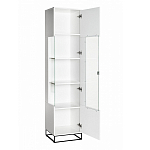 Шкаф-витрина белая с полками и стеклянной дверью Strict Lines варинант исполнения - 2 | Loft Concept в Перми