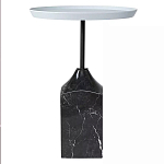 Кофейный столик с круглой столешницей и мраморным основанием Steel Reliability варинант исполнения - 1 | Loft Concept в Перми