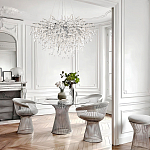 Люстра подвесная с прозрачными стеклянными подвесками в форме капель Диаметр 100 см Droplet Chandelier варинант исполнения - 21 | Loft Concept в Перми