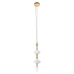 Подвесной светильник с белыми фигурными стеклянными элементами и бронзовыми вставками Высота 100 см Gabriel Scott Luna варинант исполнения - 4 | Loft Concept в Перми