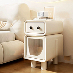 Тумбочка прикроватная с ящиком и стеклянной дверцей Робот Robot Bedside варинант исполнения - 2 | Loft Concept в Перми