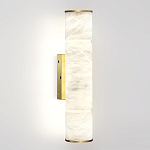 Бра с цилиндрическим плафоном из белого алебастра на прямоугольном основании Латунь Cryptocrystalline Stone варинант исполнения - 1 | Loft Concept в Перми