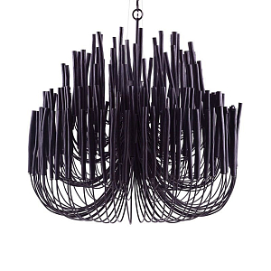 Люстра черная с несколькими ярусами деревянных палочек Bright Wooden Chandelier
