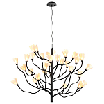 Люстра подвесная черного цвета с ветвями и белыми фарфоровыми цветами Floralis варинант исполнения - 11 | Loft Concept в Перми