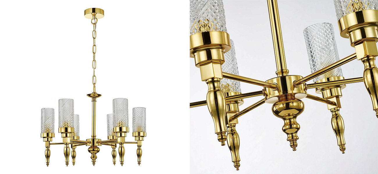 Люстра золотого цвета Balusters D55 см Люстра золотого цвета Balusters D55 см - Loft-Concept в Перми