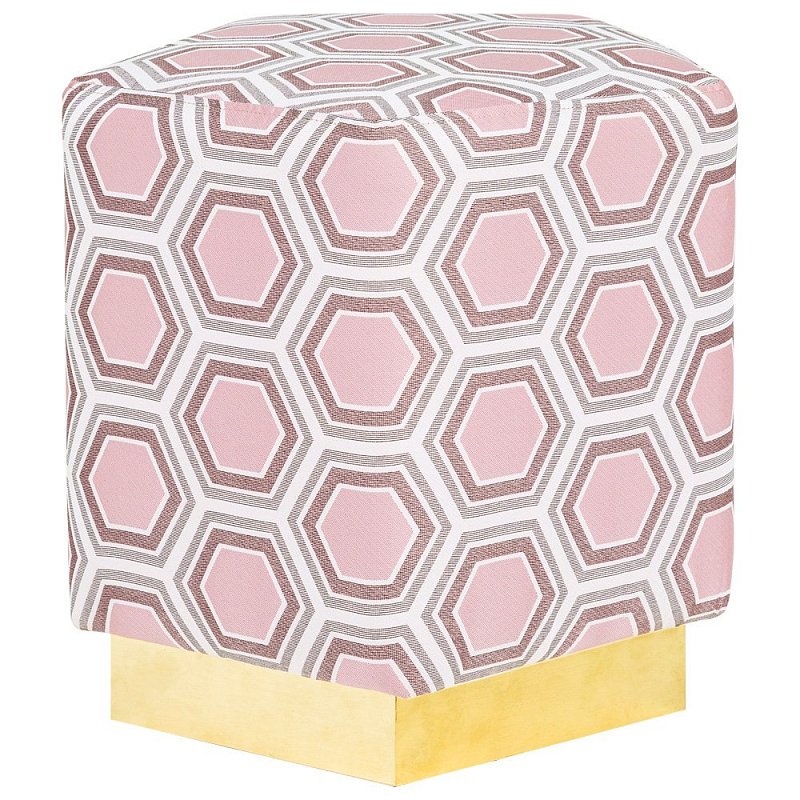 Пуф Hexagon Pink Geometry Латунь Розовый пастельный Белый в Перми | Loft Concept 