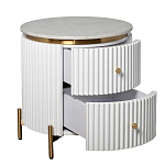 Тумбочка белая круглая с мраморной столешницей Thoroughbass варинант исполнения - 5 | Loft Concept в Перми