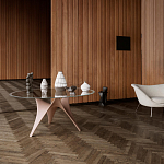 Дизайнерский круглый обеденный стол стеклянный с фигурным подстольем из цемента ARC Dining Table варинант исполнения - 2 | Loft Concept в Перми