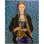 Панно ручная вышивка бисером Портрет девушки в голубых тонах варинант исполнения - 1 | Loft Concept в Перми