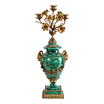 Подсвечник из фарфора с бронзовыми цветочными элементами Malachite Candlestick варинант исполнения - 1 | Loft Concept в Перми