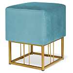Пуф квадратный голубой велюр на золотом металлическом основании Celeste Blue варинант исполнения - 1 | Loft Concept в Перми