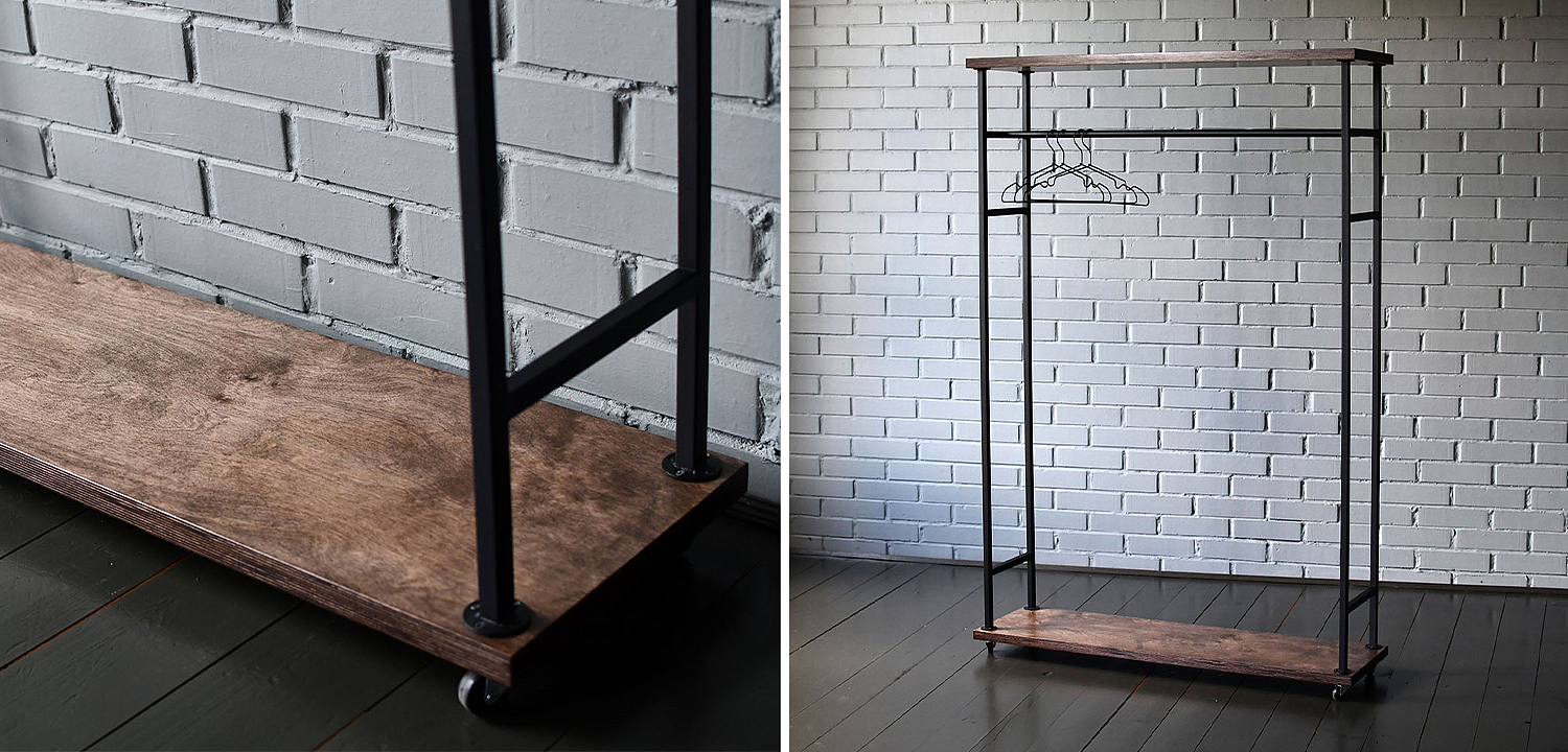 Рейл Lowery Brown Industrial Metal Rust Clothes Rail Рейл Lowery Brown Industrial Metal Rust Clothes Rail - Loft-Concept в Перми