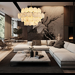 Люстра четырехъярусная с подвесками в форме дисков Cryptocrystalline Stone варинант исполнения - 5 | Loft Concept в Перми