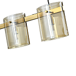 Подвесной светильник светодиодный с 5-ю цилиндрическими плафонами коньячного цвета из стекла и стали Andrea Сhandelier Сognac варинант исполнения - 1 | Loft Concept в Перми