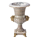 Ваза с овнами из фарфора с бронзовыми элементами Bronze Aries варинант исполнения - 1 | Loft Concept в Перми