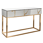 Консоль с ящиками зеркальная с золотым декором Gold Painted Mirror Console варинант исполнения - 1 | Loft Concept в Перми