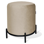 Банкетка круглая бежевый велюр на 4-х металлических ножках черного цвета SANJAY варинант исполнения - 1 | Loft Concept в Перми