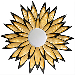 Зеркало-солнце в раме золотого и черного цвета Rays of Peace варинант исполнения - 1 | Loft Concept в Перми