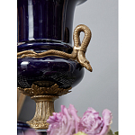 Ваза темно-синего цвета из фарфора с бронзовыми ручками в виде змей Высота 39 см Eden Garden porcelain and bronze варинант исполнения - 2 | Loft Concept в Перми