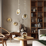 Бра с бежевым текстурным кольцом и латунным шаром в центре Tactile  варинант исполнения - 5 | Loft Concept в Перми