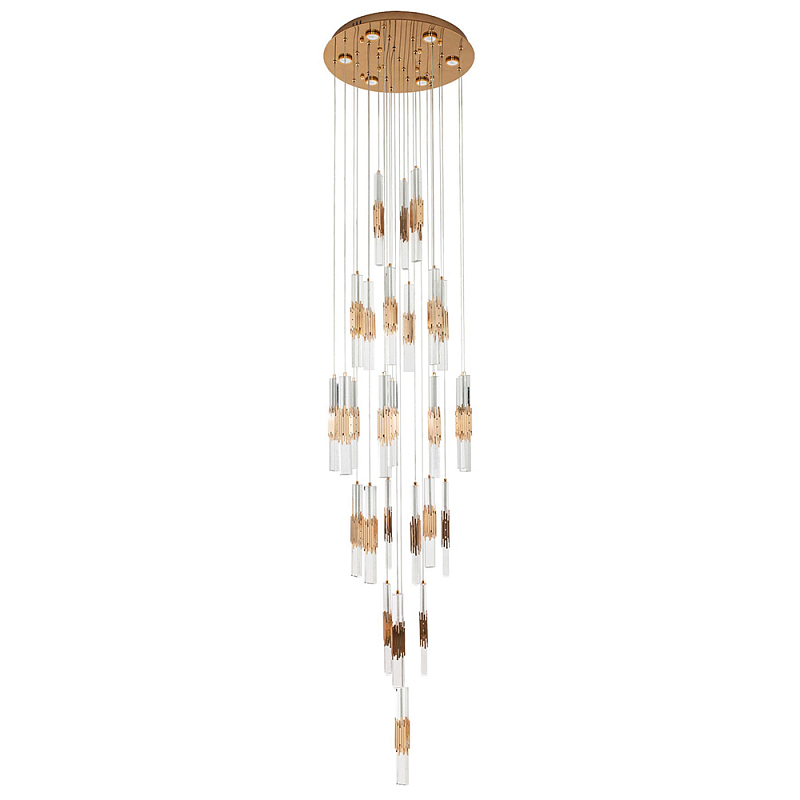 Люстра с прямоугольными плафонами из хрусталя Esme Rectangular Crystal Gold Chandelier Золотой Прозрачный Люстра с прямоугольными плафонами из хрусталя Esme Rectangular Crystal Gold Chandelier Золотой Прозрачный в Перми | Loft Concept