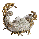 Чаша для фруктов из фарфора бронзовыми фигурками леопардов Eden Garden варинант исполнения - 2 | Loft Concept в Перми