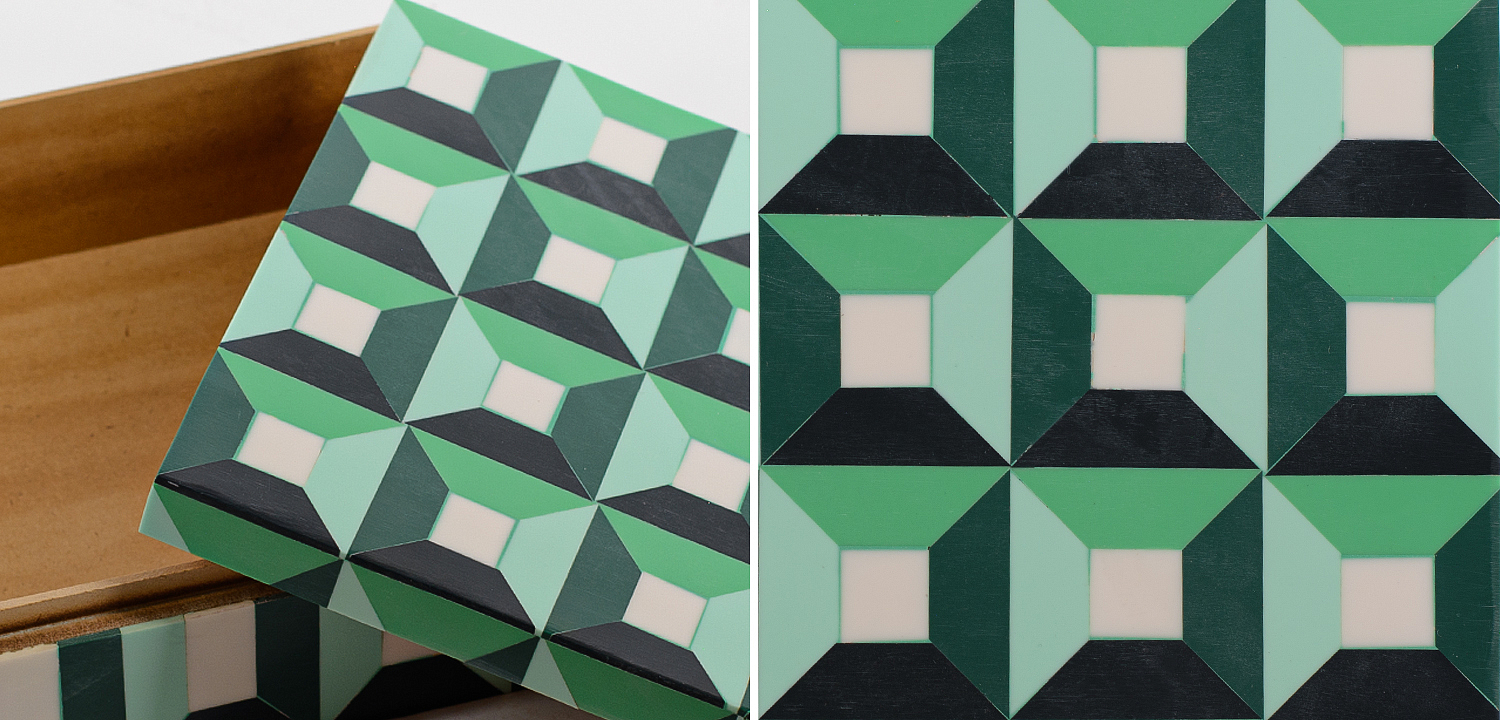 Шкатулка Squares Green Bone Inlay Box Шкатулка Squares Green Bone Inlay Box - Loft-Concept в Перми