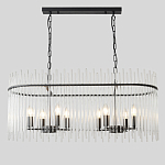 Люстра подвесная овальная со стеклянными прозрачными трубками и металлическим каркасом черного цвета Nembus варинант исполнения - 1 | Loft Concept в Перми