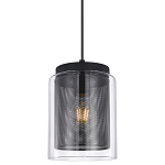 Подвесной светильник с сетчатым металлическим плафоном цилиндрической формы черный Metal Mesh варинант исполнения - 1 | Loft Concept в Перми