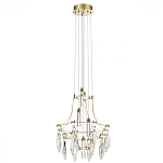 Люстра подвесная из металла с хрустальными подвесками прозрачного цвета Quasar 41 варинант исполнения - 5 | Loft Concept в Перми