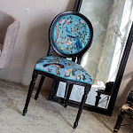 Стул из массива бука бирюзовый с изображением птиц в саду Turquoise Chinoiserie Bird Chair варинант исполнения - 5 | Loft Concept в Перми