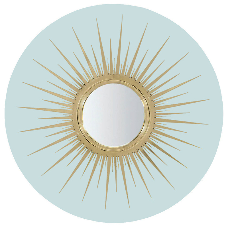 Настенное круглое зеркало Romilly Round Mirror Blue Золотой Голубой в Перми | Loft Concept 