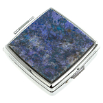 Таблетница карманная квадратная c 2-мя отделениями с зеркалом и накладкой из натурального камня Лазурит Silver Stone Pillboxes варинант исполнения - 1 | Loft Concept в Перми