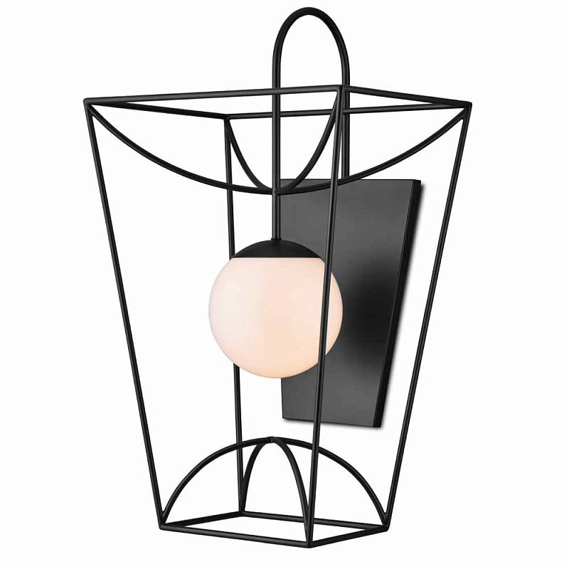 Бра настенное в виде фонаря Black Street Lamp Черный Белый в Перми | Loft Concept 